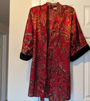 Vintage California Dynasty Red Paisley Robe Kimono M